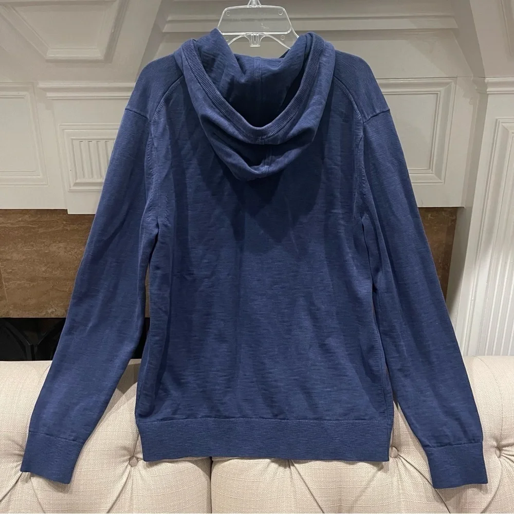 AR:  Banana Republic Mens Medium Hoodie Sweater 100% Cotton Slub Blue